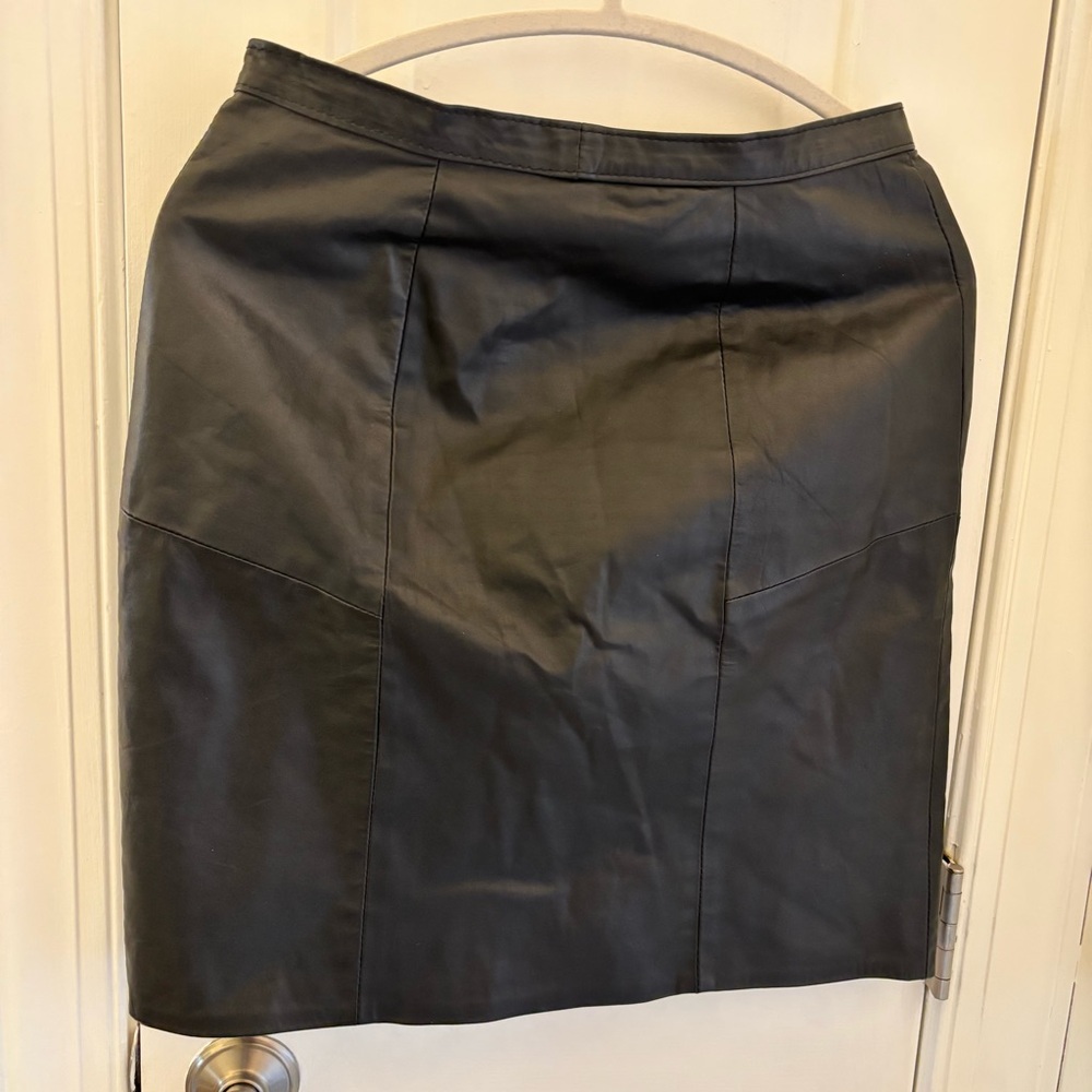 Vintage Perfect Leather Mini Pencil Skirt size 12 Moto Goth Punk Minimalist